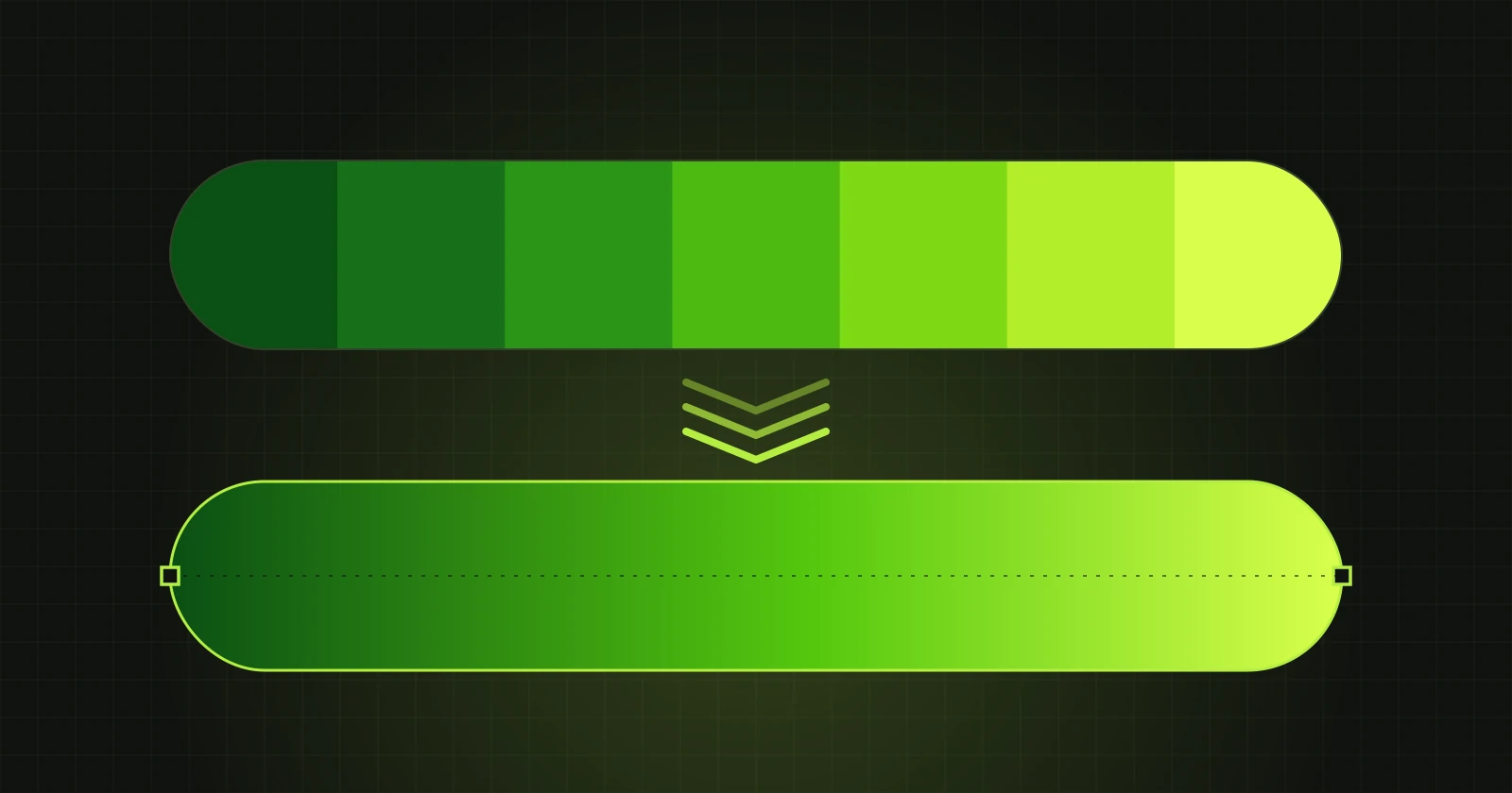 Una barra con bandas de color visibles sobre una barra con degradado suave
