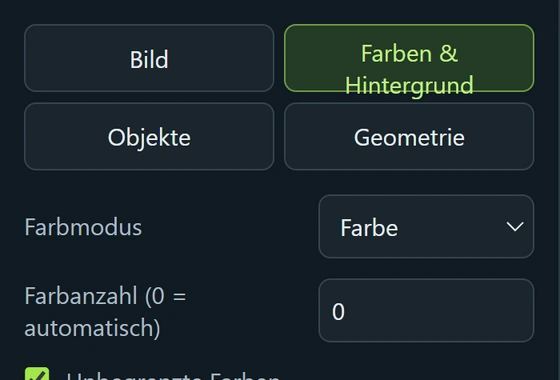 Der Reiter Farben und Hintergrund in VectorRaptor
