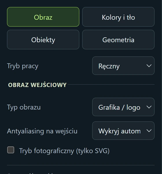 Zakładka Obraz w ustawieniach konwersji programu VectorRaptor